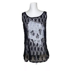 Torrid Sheer Black Lace Tank With White Skull